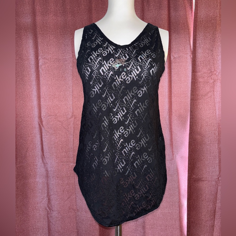 Nike Dri-Fit Black Metallic Mesh Logo Training Tank Top Women’s Size Small
